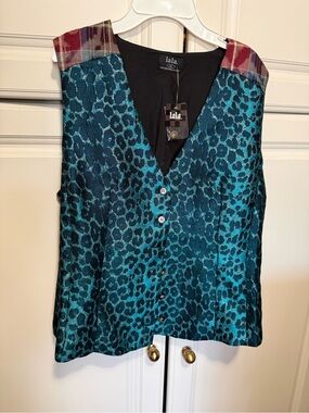 Dressed in Lala - Teal Leopard Print Vest